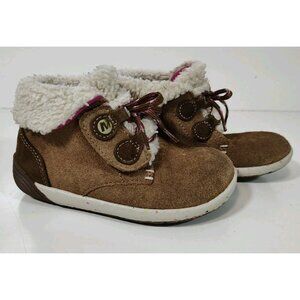 Merrell Bare Steps Cocoa Jr. Chestnut Tan Suede Boots Toddler Girl's 8M ML163228